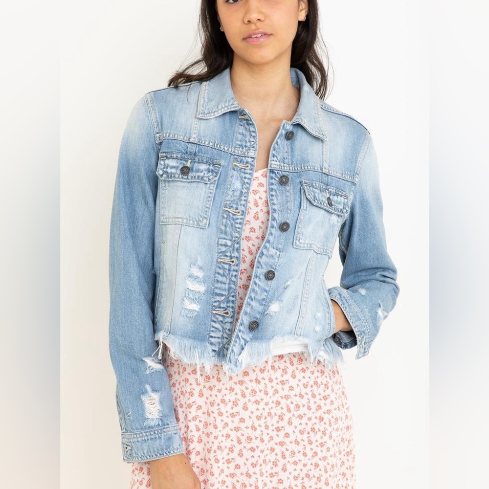 South Moon Under Light Blue Distressed Jean Jacket